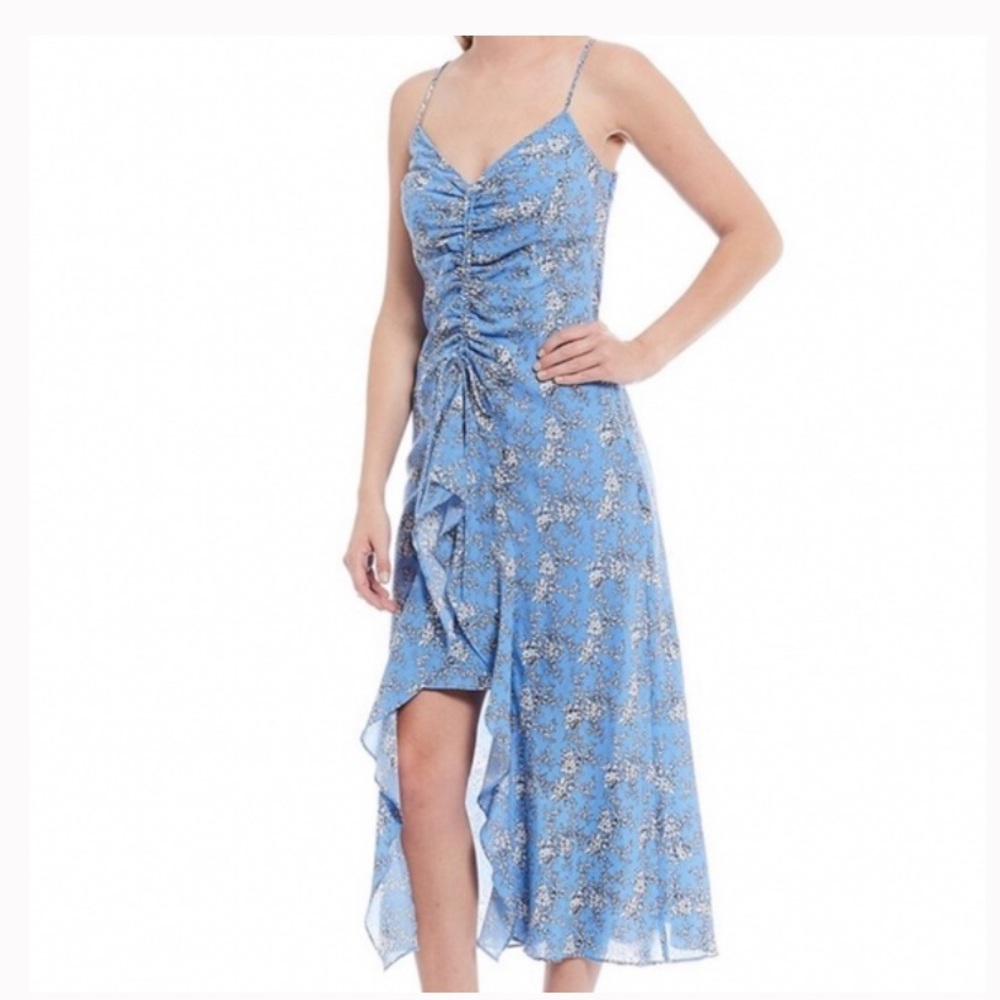 CHELSEA & VIOLET Light Azul Floral Midi Dress